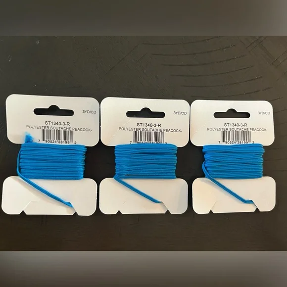 THREE Soutache ornamental braid for jewelry design, peacock, 3 yd, the beadsmith - Picture 3 of 5